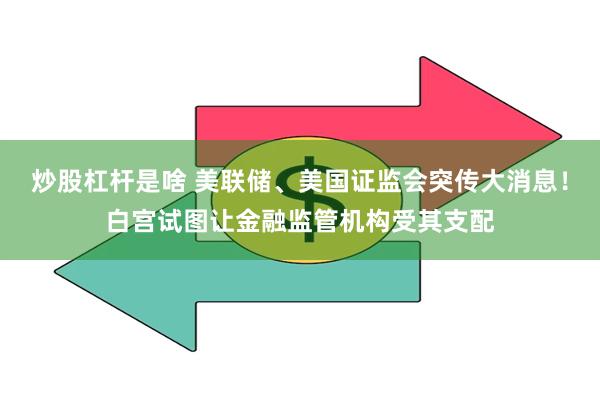 炒股杠杆是啥 美联储、美国证监会突传大消息！白宫试图让金融监管机构受其支配